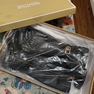 Michael Kors Black Leather boots with Gold Accents